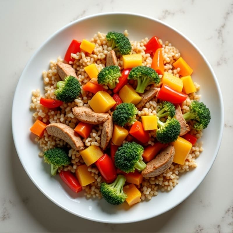 Ground Turkey and Vegetable Stir-Fry with Brown Rice