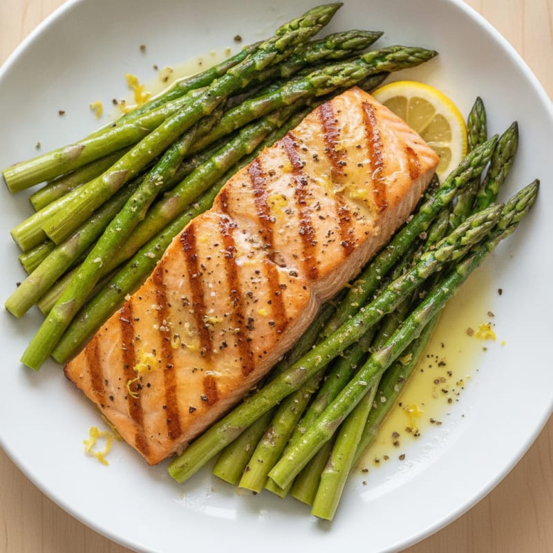 Lemon Herb Grilled Salmon with Asparagus