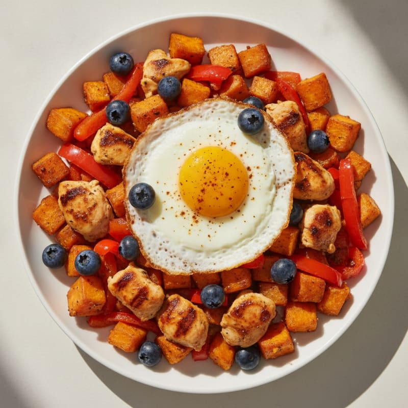 Egg and Sweet Potato Hash with Bell Peppers
