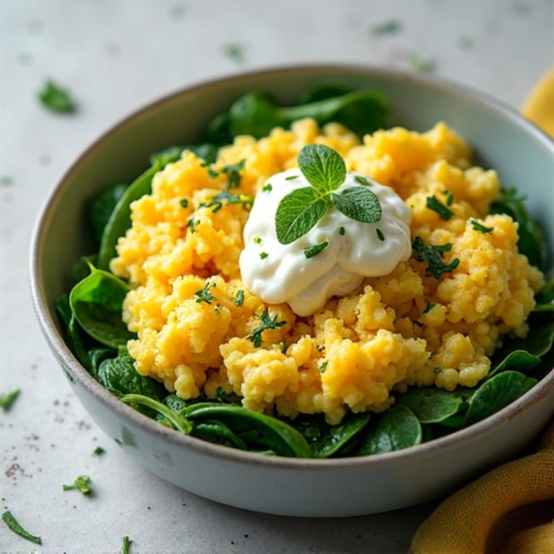 Herb-Loaded Egg Scramble with Sautéed Greens