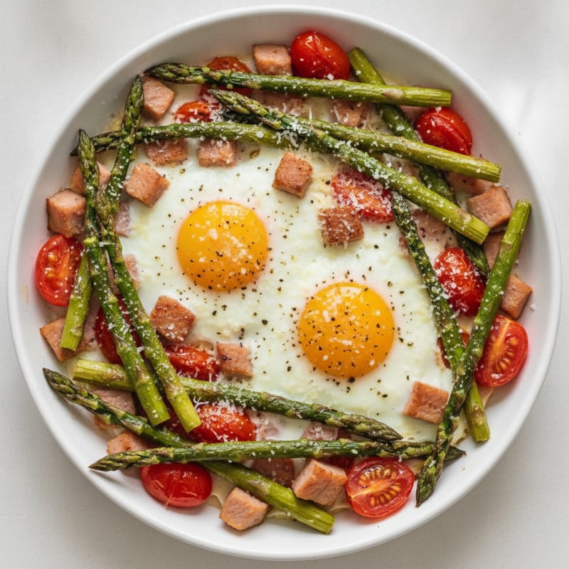 Baked Eggs with Roasted Asparagus