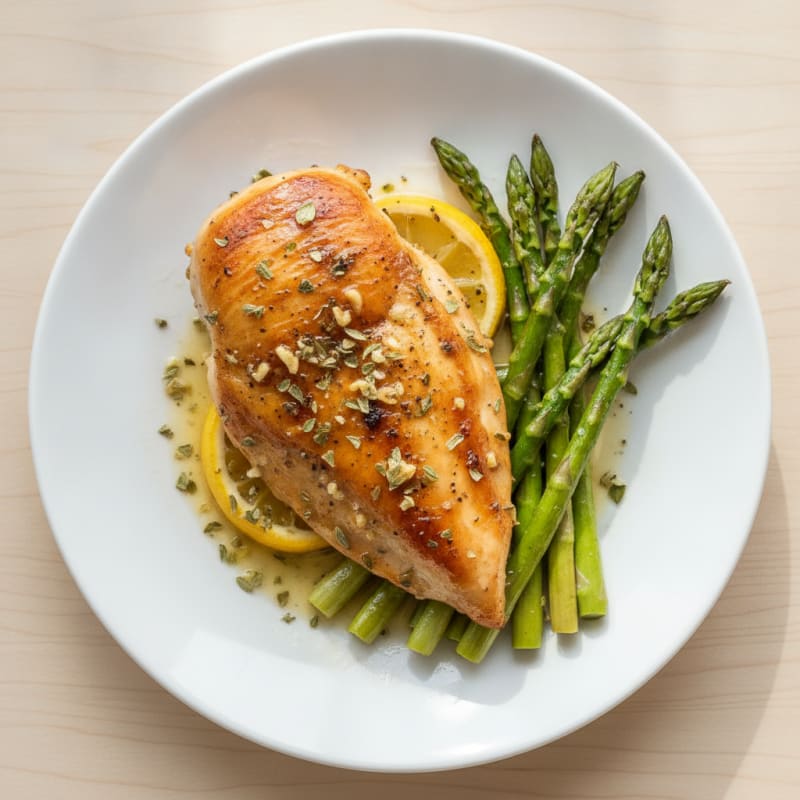 Lemon Herb Roasted Chicken with Asparagus