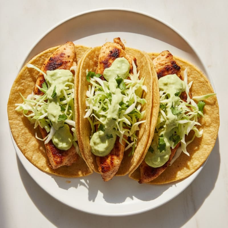 Chicken Tacos with Avocado Crema