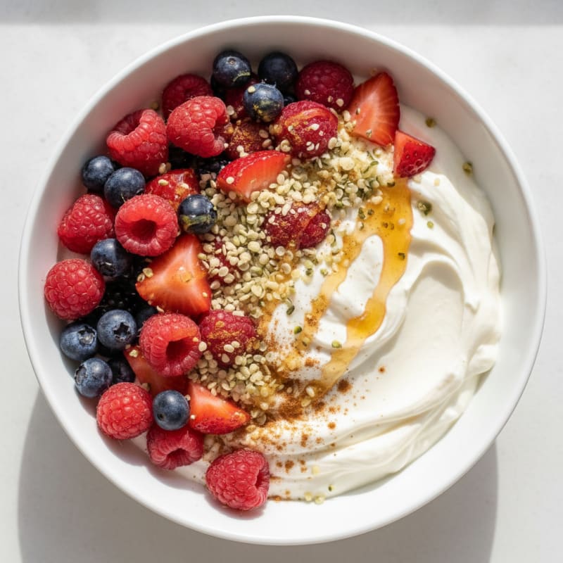High-Protein Vanilla Berry Yogurt Bowl