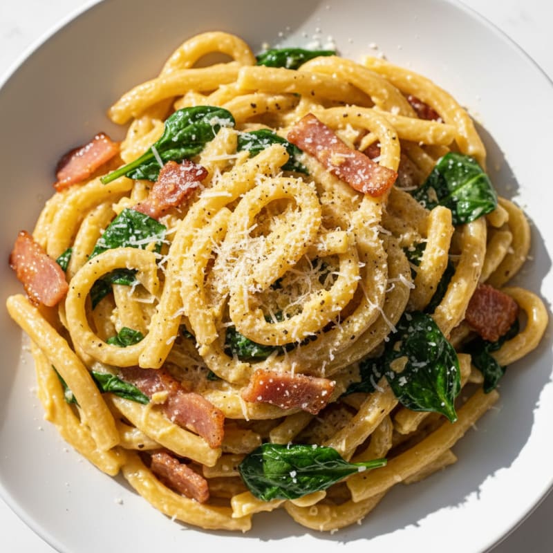 Creamy Carbonara with Crispy Pancetta