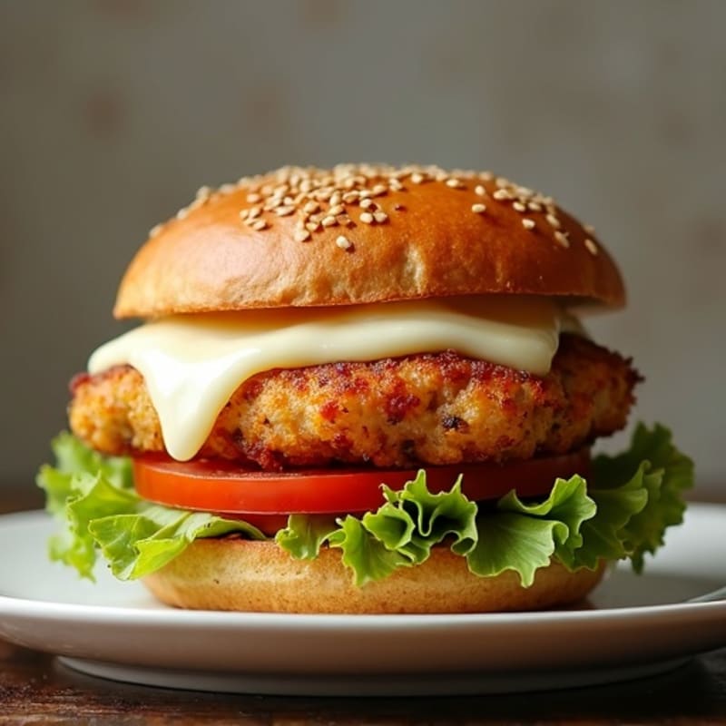 Crispy Baked Chicken Burger with Melty Mozzarella