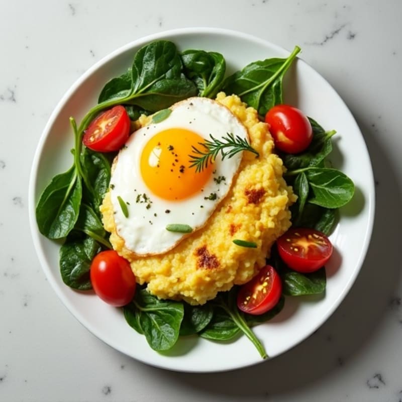 Egg White Spinach Scramble with Cherry Tomatoes