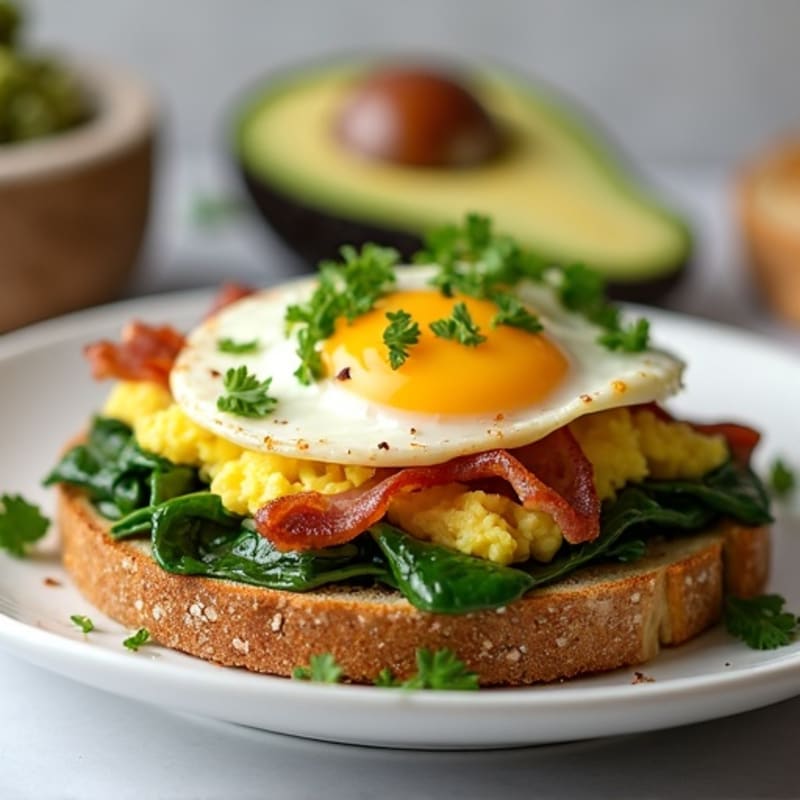 Egg White Scramble with Spinach and Turkey Bacon