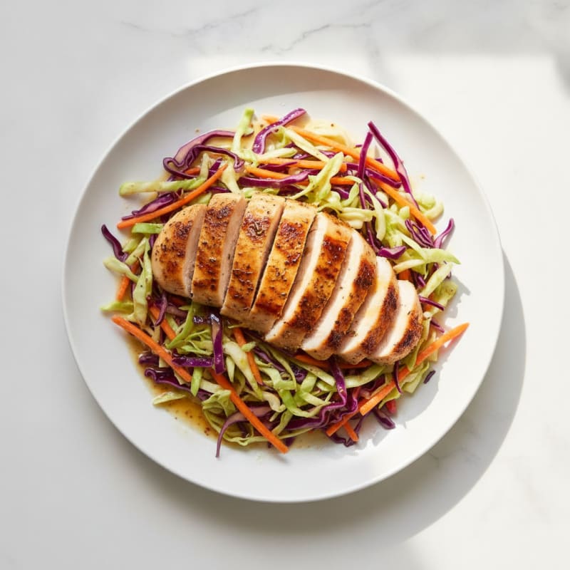 Grilled Chicken Breast with Crunchy Cabbage Slaw