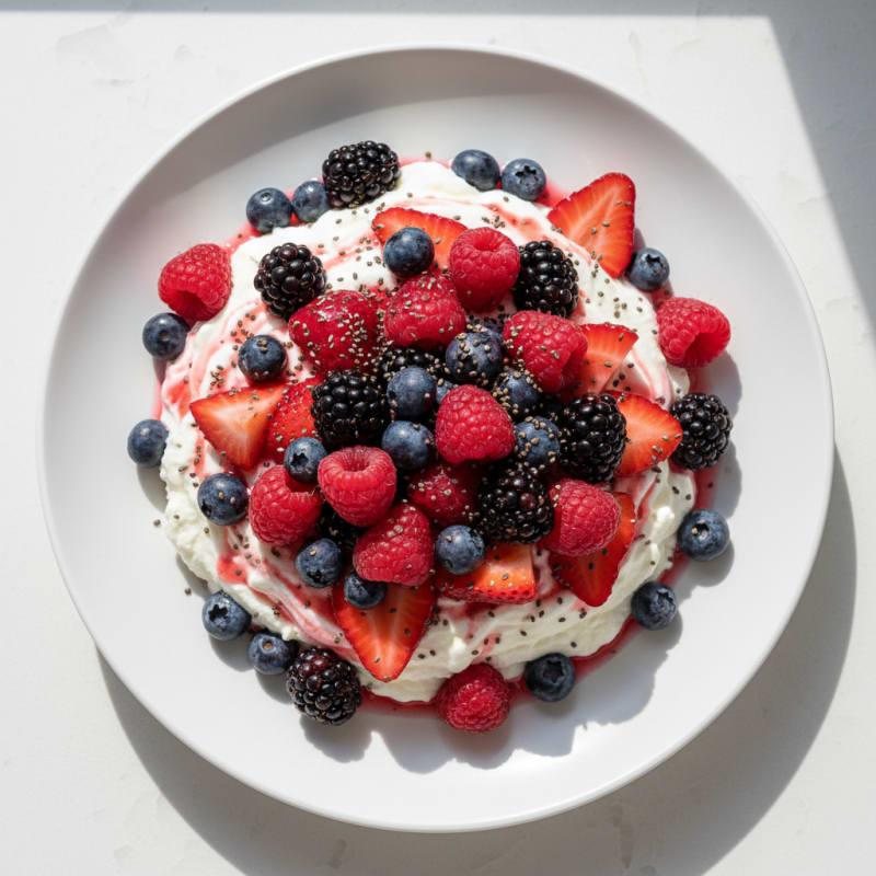 Silky Greek Yogurt Protein Mousse with Mixed Berries