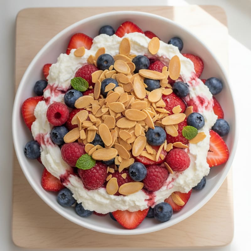 Greek Yogurt Protein Parfait with Mixed Berries and Almonds