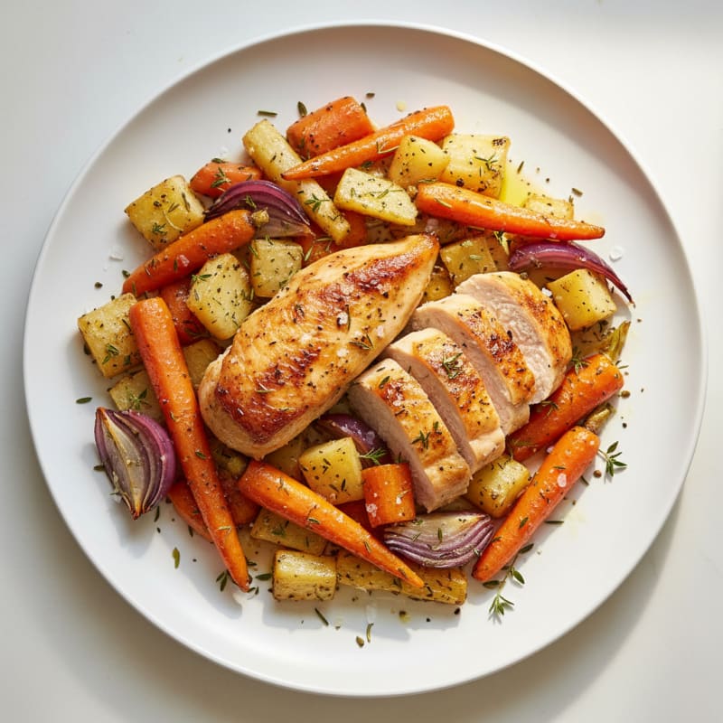 Garlic Herb Roasted Chicken with Root Vegetables