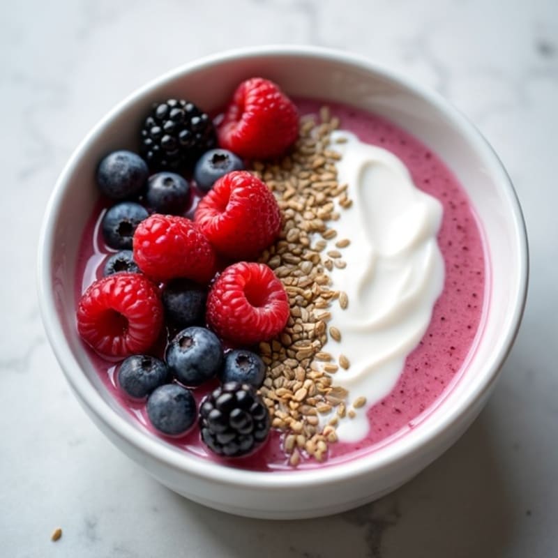 Silky Greek Yogurt Bowl with Hemp Seeds and Mixed Berries