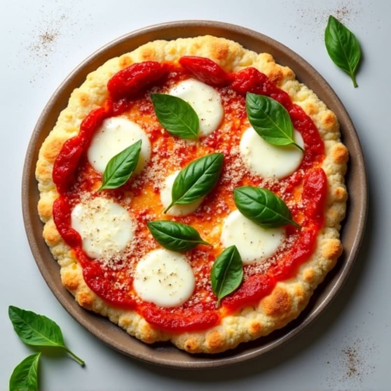 Cauliflower Crust Margherita Pizza with Fresh Basil