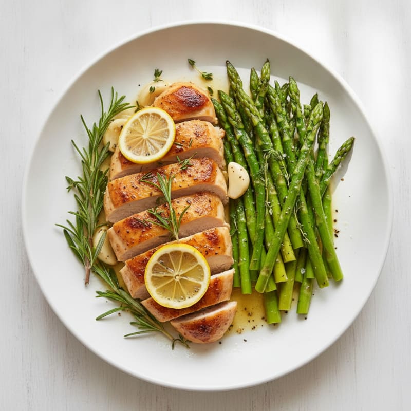 Lemon Herb Roasted Chicken with Asparagus