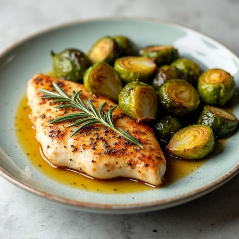 Herb-Roasted Chicken Breast with Crispy Brussels Sprouts