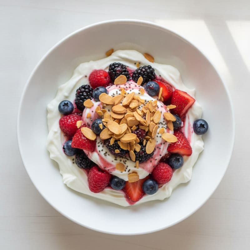 Creamy Greek Yogurt Protein Parfait with Berries and Almonds