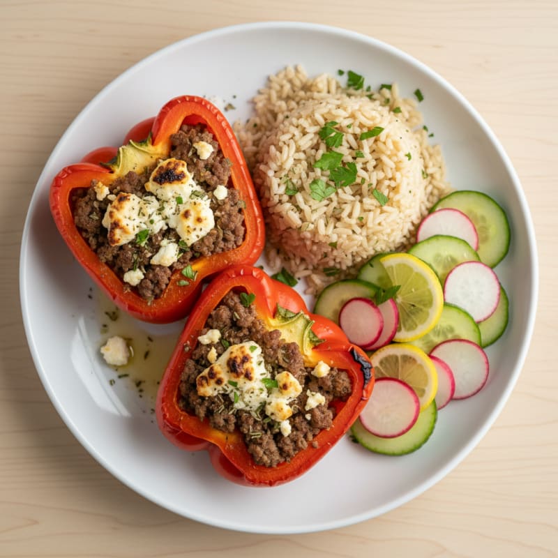 Beef Stuffed Bell Peppers with Herbed Rice