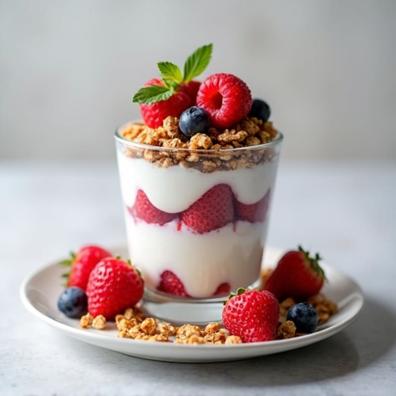 Creamy Greek Yogurt Parfait with Mixed Berries and Protein Granola