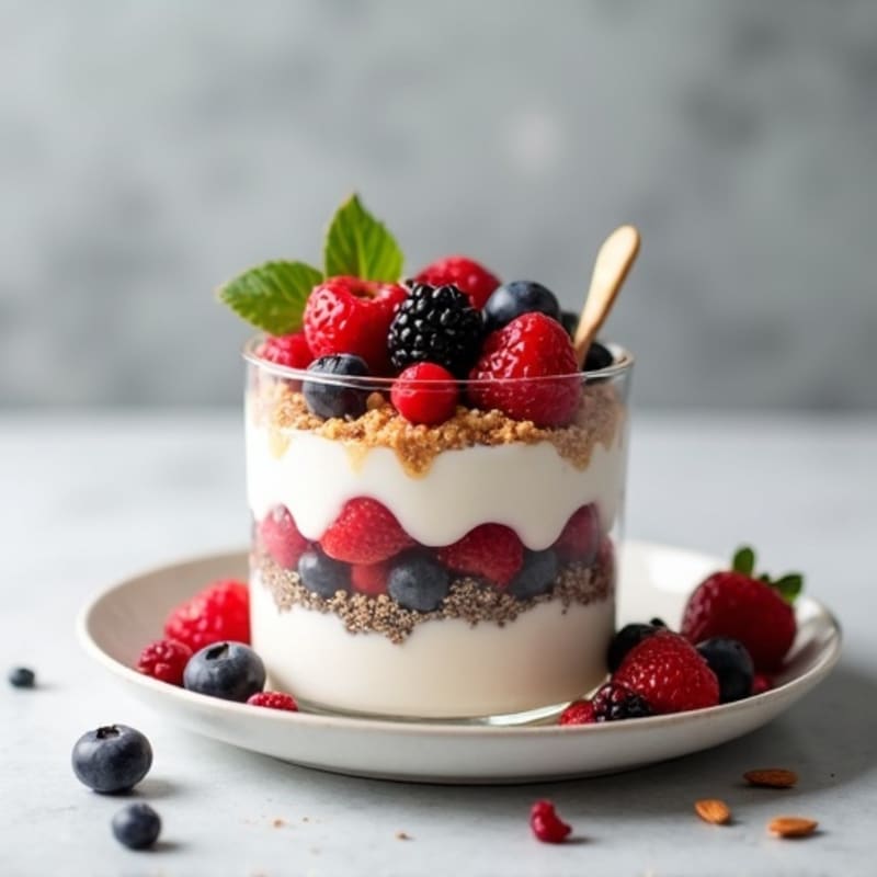 Silky Greek Yogurt Protein Parfait with Mixed Berries
