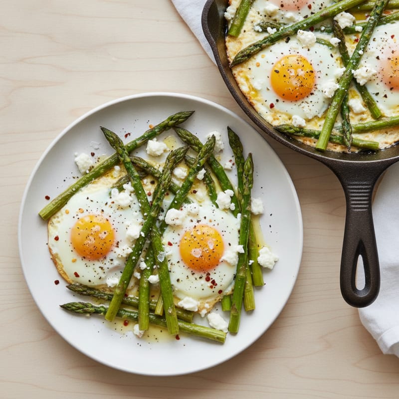 Baked Eggs with Roasted Asparagus
