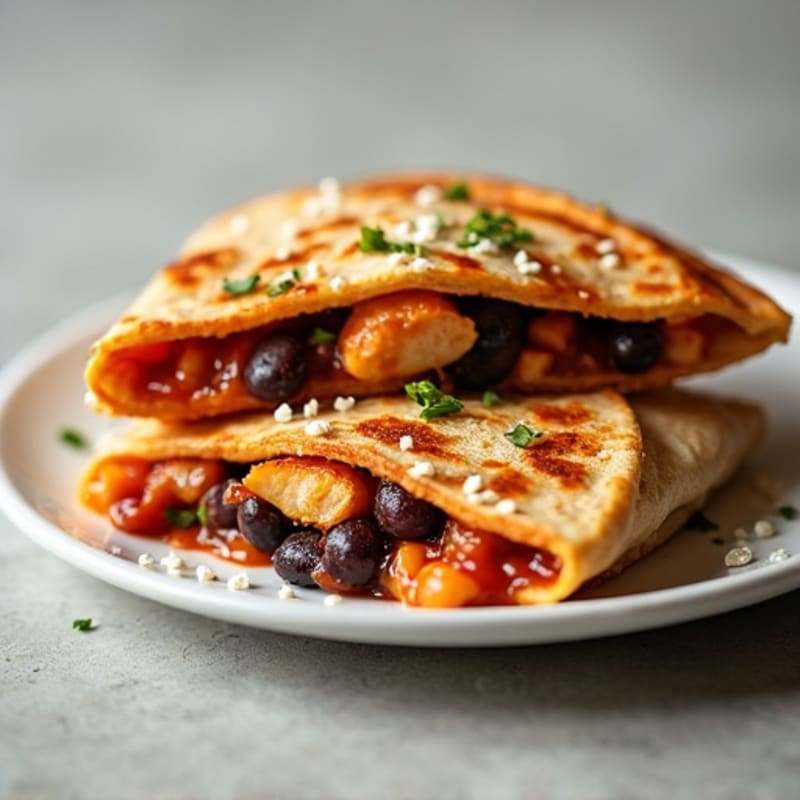 Crispy BBQ Chicken and Black Bean Whole Wheat Quesadilla