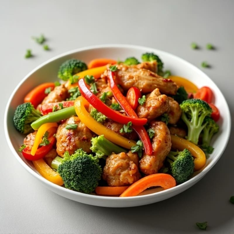 Crispy Ginger-Garlic Chicken Stir-Fry with Fresh Vegetables