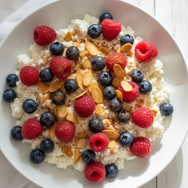 Cottage Cheese Berry Bowl with Almonds