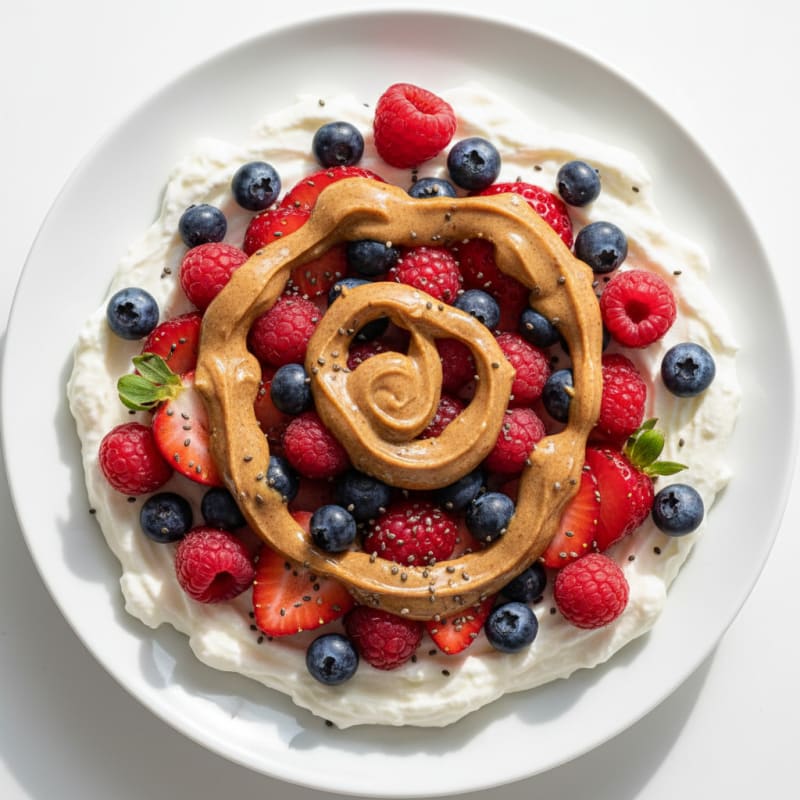 Greek Yogurt Protein Parfait with Berries and Almond Butter