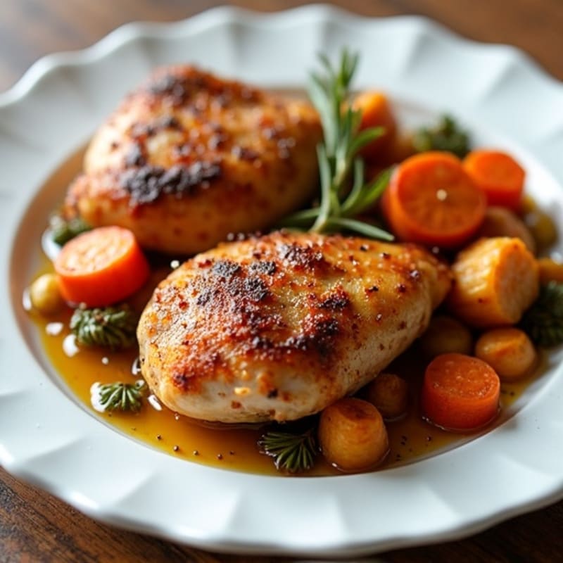 Crispy Baked Chicken Thighs with Roasted Root Vegetables