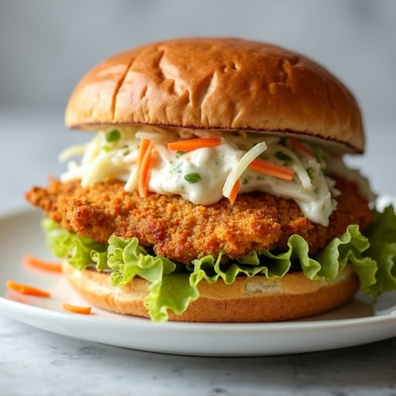 Crispy Baked Chicken Sandwich with Creamy Slaw