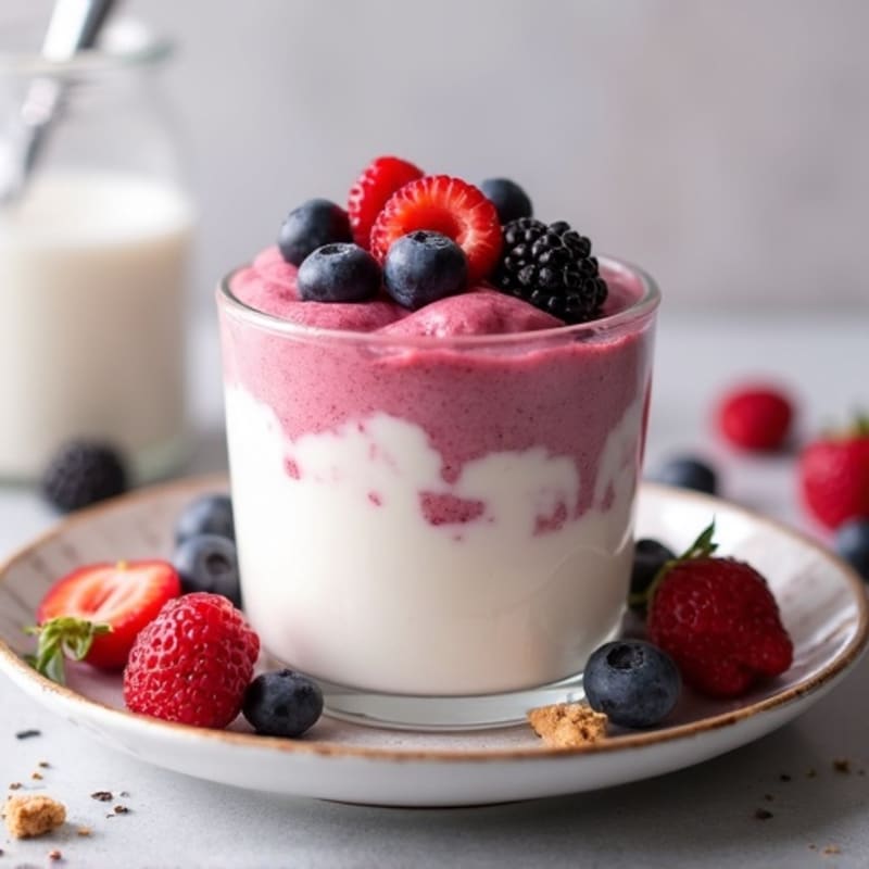 Silky Greek Yogurt Protein Mousse with Mixed Berries