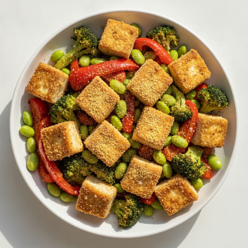 Pan-Seared Tofu with Roasted Vegetables