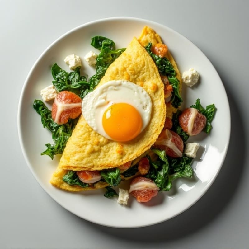 Fluffy Spinach Feta Protein Omelette