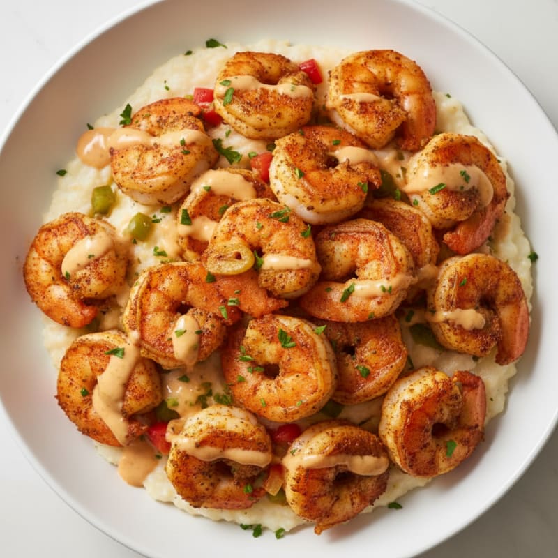 Zesty Cajun Shrimp and Creamy Grits