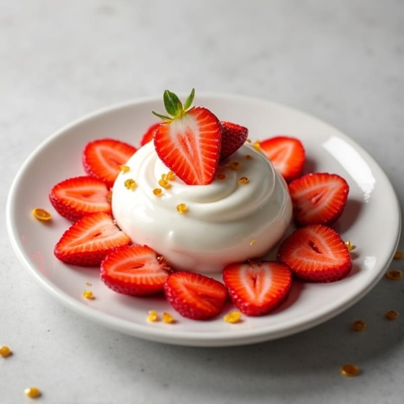 Creamy Protein Yogurt with Sliced Strawberries