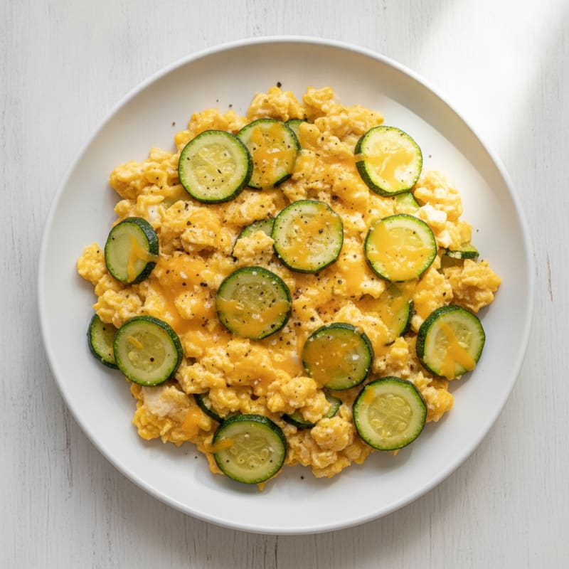 Cheesy Scrambled Eggs with Zucchini
