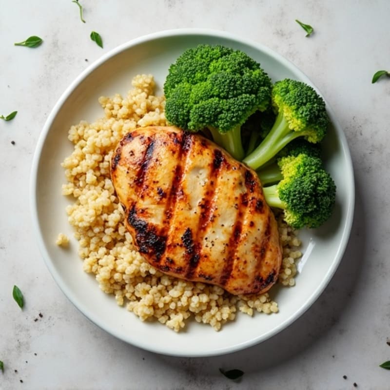 Grilled Chicken Breast with Quinoa and Steamed Broccoli