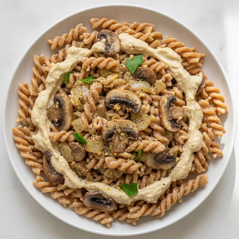 Mushroom Lentil Pasta with Cashew Cream
