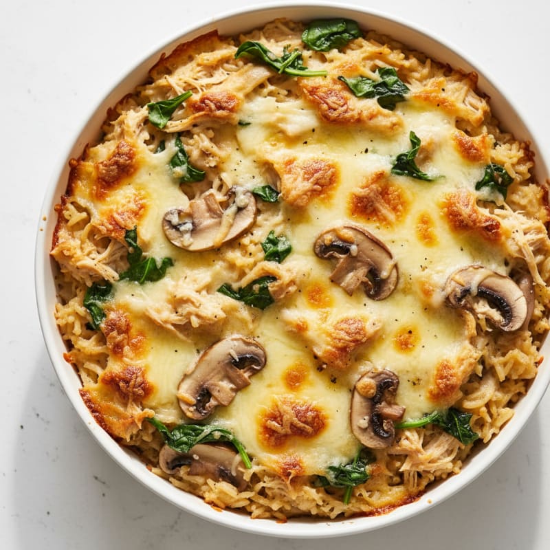 Cheesy Mushroom Basmati Rice Bake