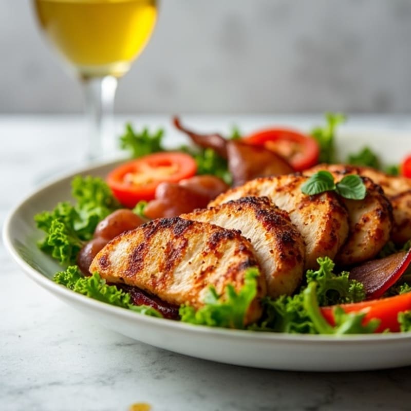 Grilled Chicken and Crispy Turkey Bacon Salad with Fresh Tomatoes