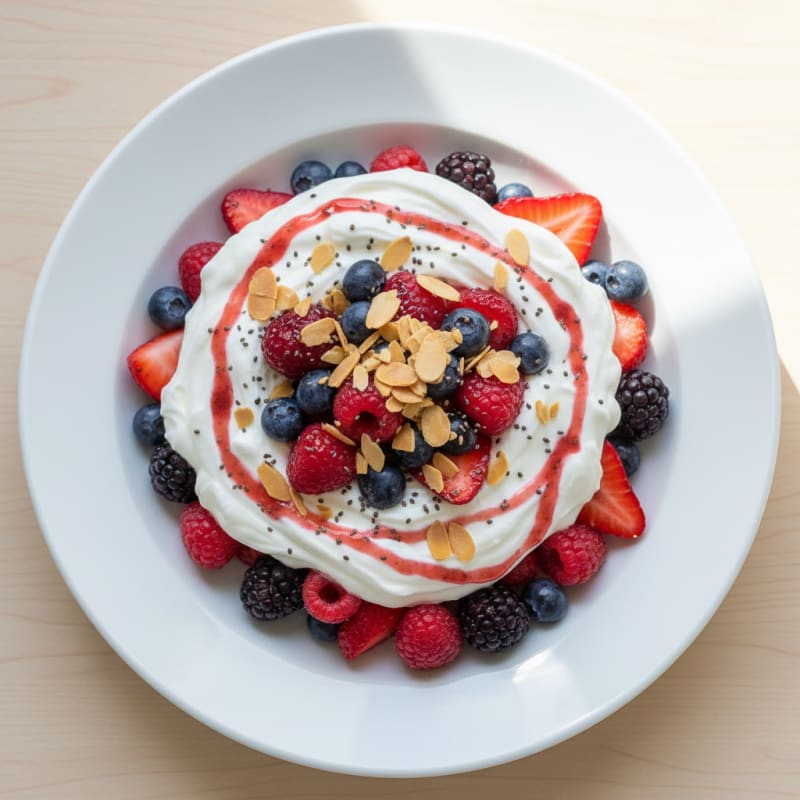 Greek Yogurt Protein Parfait with Mixed Berries