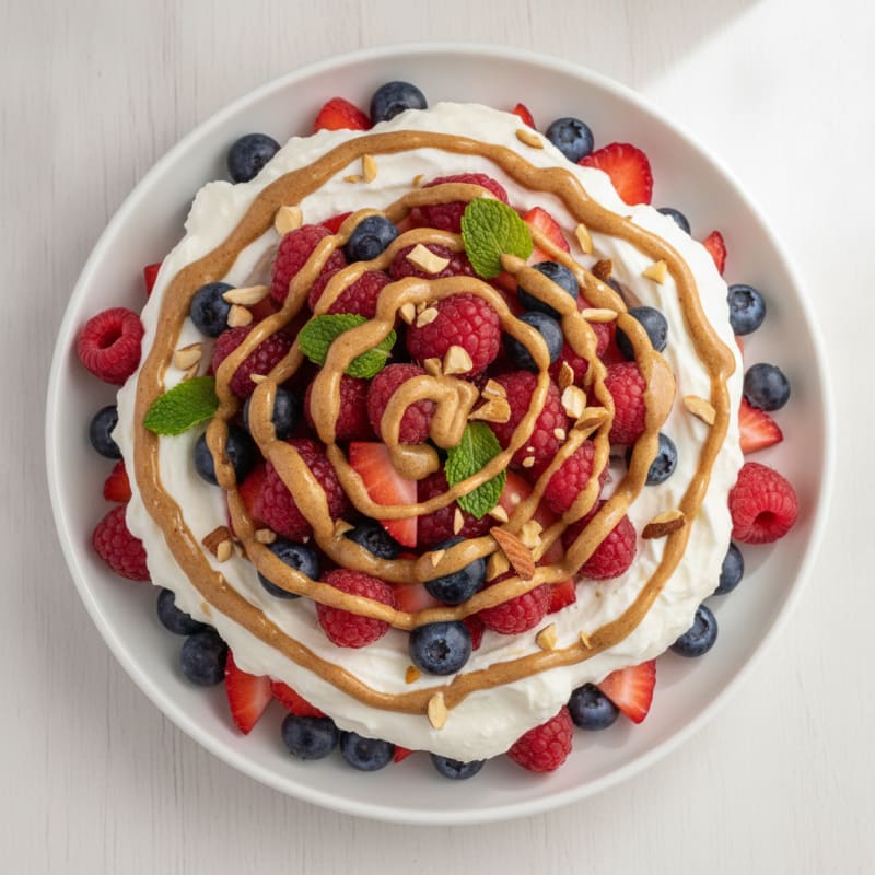 Greek Yogurt Protein Parfait with Mixed Berries and Almond Butter