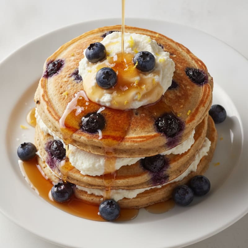 Blueberry Ricotta Protein Pancakes