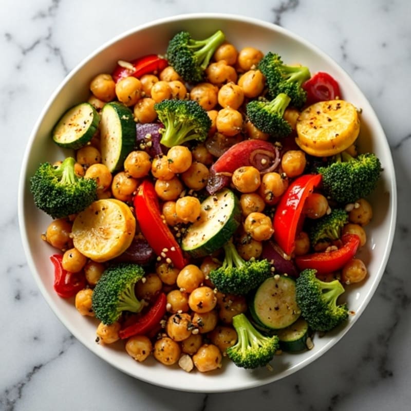 Sheet Pan Roasted Vegetables with Crispy Chickpeas