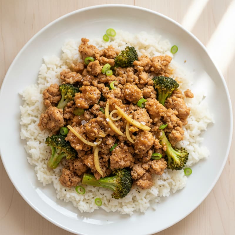 Ginger-Garlic Ground Turkey and Broccoli Rice