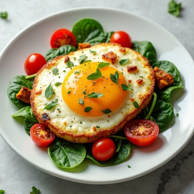 Egg White Spinach Scramble with Cottage Cheese and Cherry Tomatoes