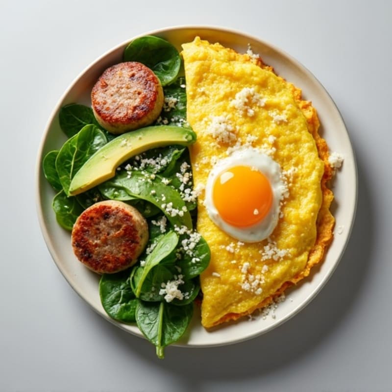 Egg White Spinach Omelette with Turkey Sausage