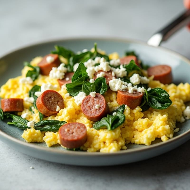 Egg White Scramble with Spinach and Turkey Sausage