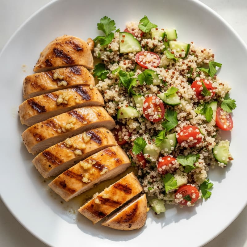 Grilled Lemon Garlic Chicken Breast with Quinoa Salad